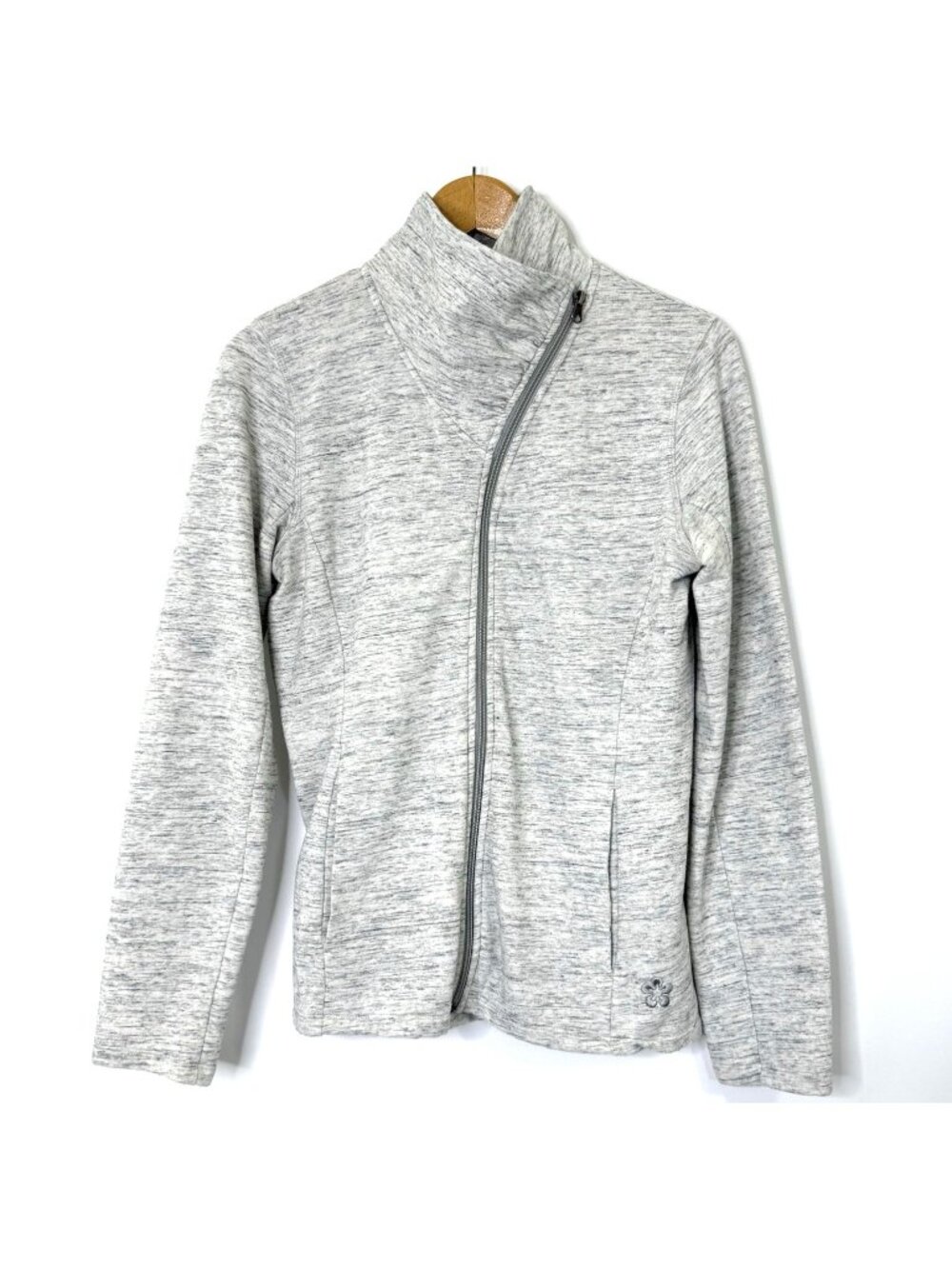 Tuff Athletics Zip Front Knit Jacket Top Womens Medium L/S Pockets Heather Gray
